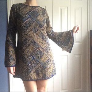 Bell Sleeve Paisley Dress
